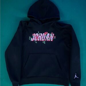 Men’s Jordan Black Hoodie with Floral Accents